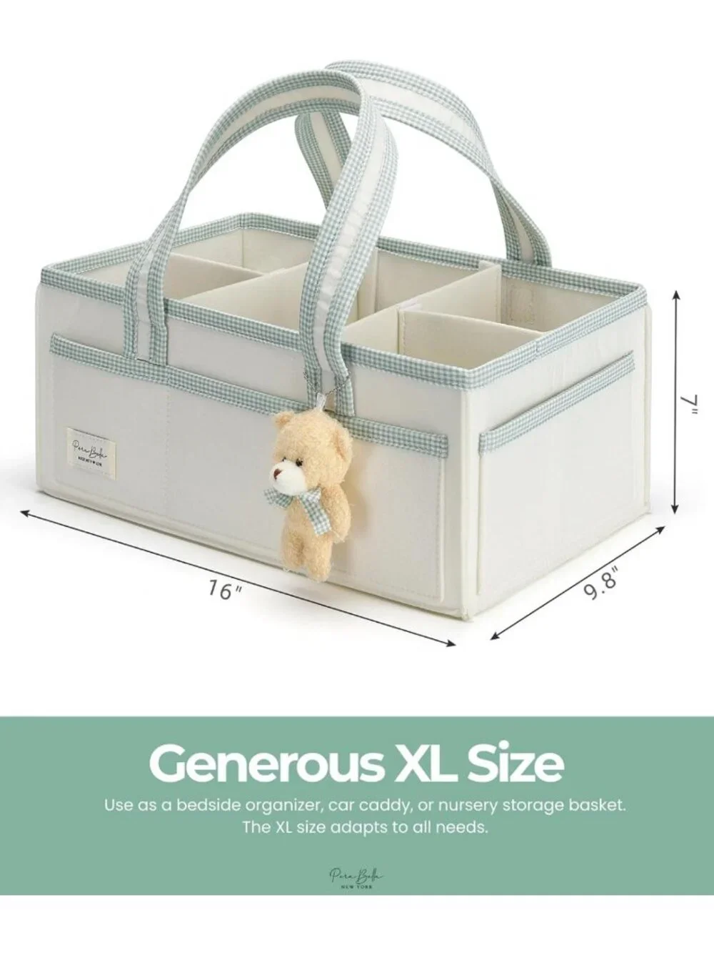 XL Diaper Caddy Organizer with Handle - Baby Shower Gift, Nursery Storage